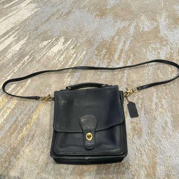 VTG made in USA coach bag black full grain leather in very good condition - Picture 1 of 14